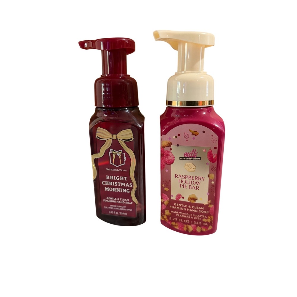 2 Bath & Body Works Bright Christmas Morning Raspberry Holiday Pie Hand Soap Set